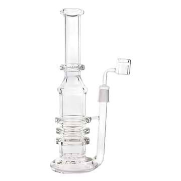 12 inch glass dab rig smoking device straight clear tube with splashguard trophy shape look