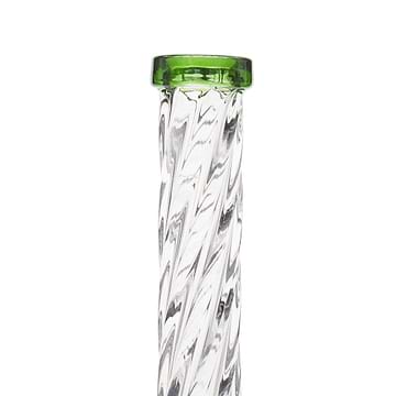 Green opnly tip of 10-inch glass bong smoking device with 360-degree disk percolator in elegant twisting design