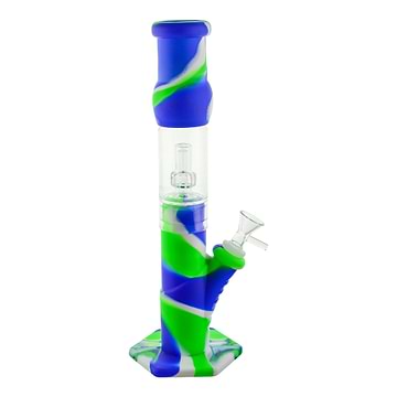 Two-part Showerhead Perc Silicone Bong - 12.5in Blue / Green