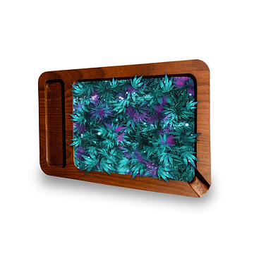 V Syndicate High Def Wooden Rolling Tray With Side Storage - 11.5in