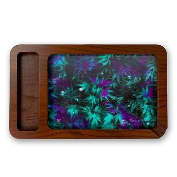 V Syndicate High Def Wooden Rolling Tray With Side Storage - 11.5in Cosmic Chronic