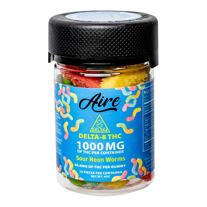 Aire Premium Delta 8 Gummies - 1000mg Sour Neon Worms