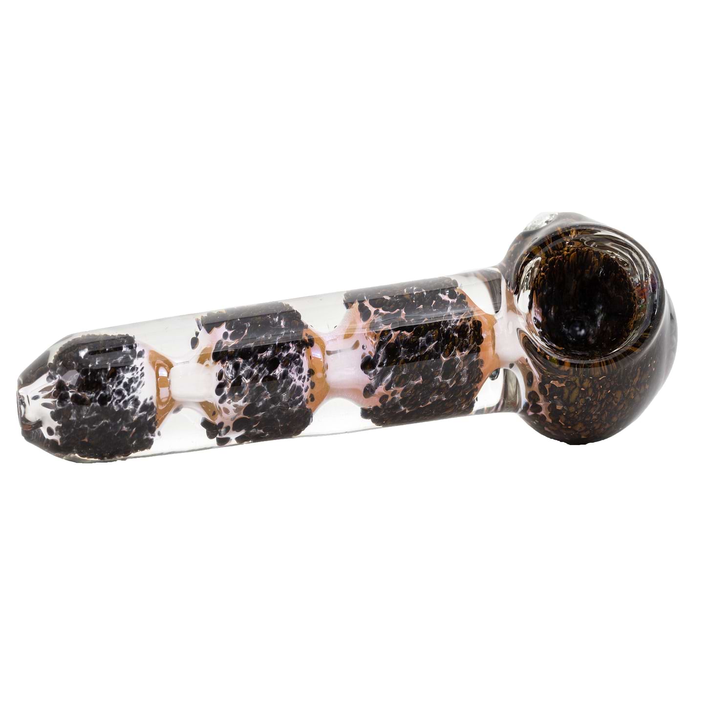 5.5-inch glass spoon hand pipe chambered smoking device with an atomic particles and uclear explosion design