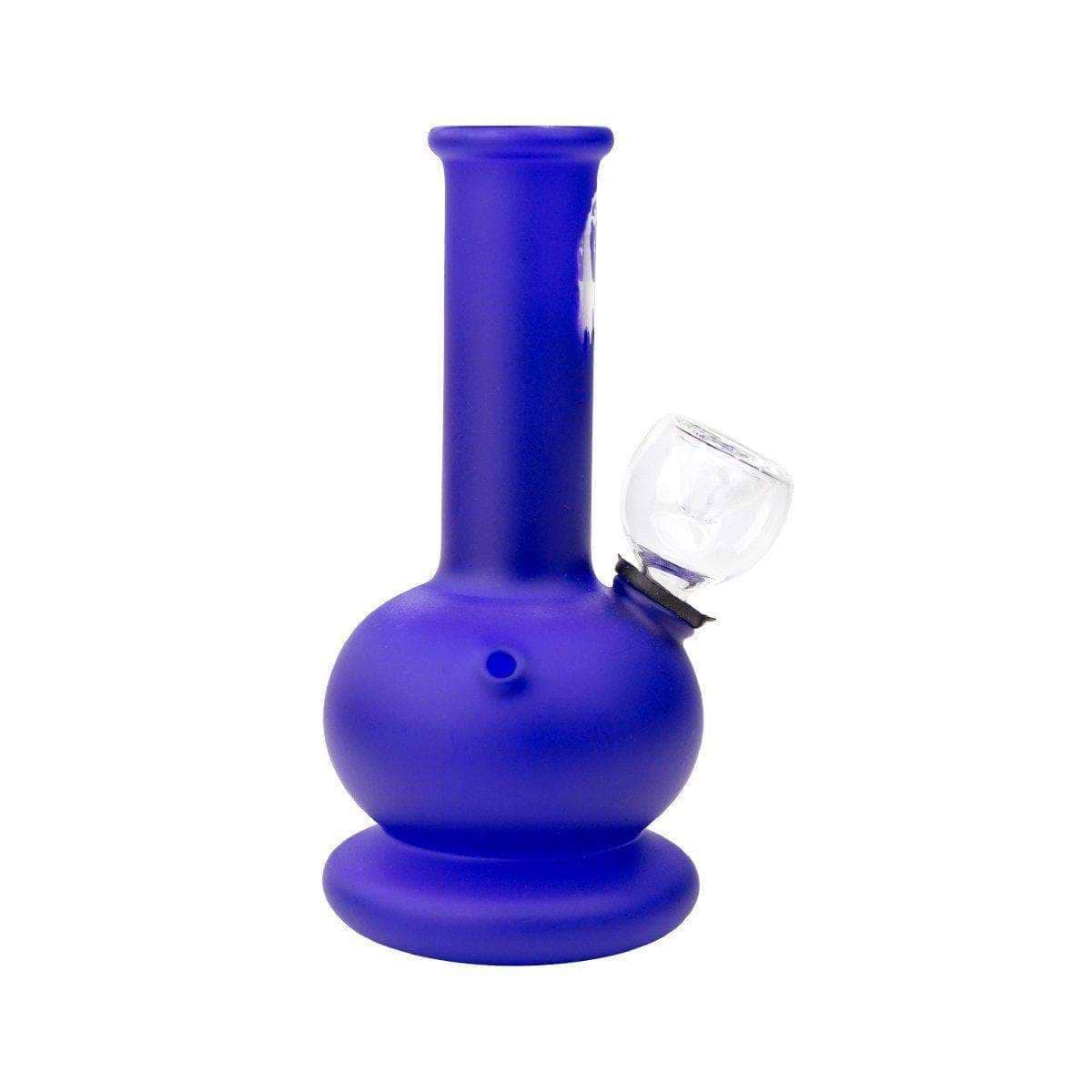 5-inch navy glass carb bong smoking device bright solid color Bob Marley face sillhouette printed on neck