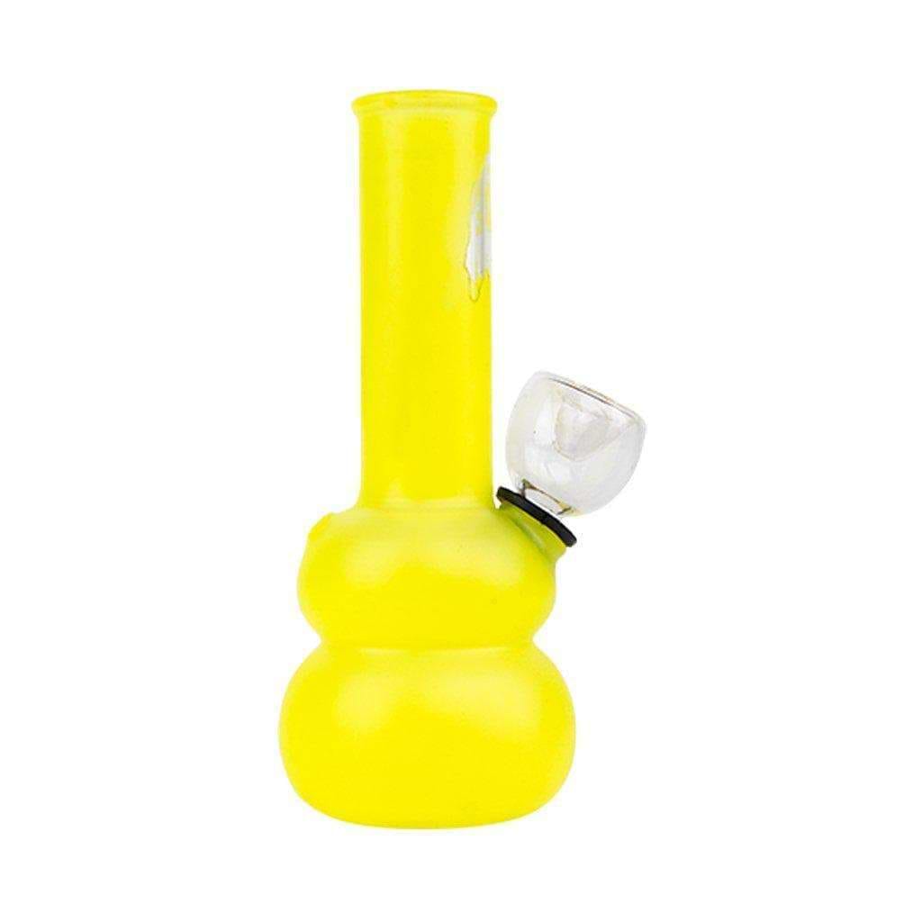 5-inch yellow glass carb bong smoking device bright solid color Bob Marley face sillhouette printed on neck