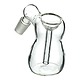Full shot of 3-inch glass bubble ash catcher smoking device part 14mm male connector facing slightly left backwards