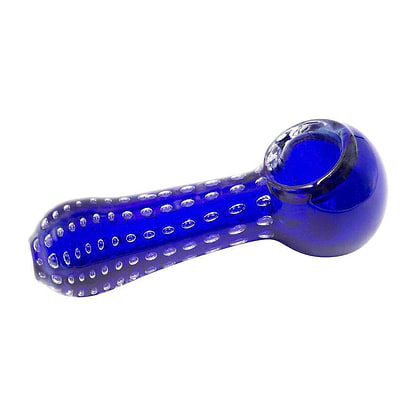 Compact 4.5-inch spoon glass pipe smoking device with bubble accents cute look and design