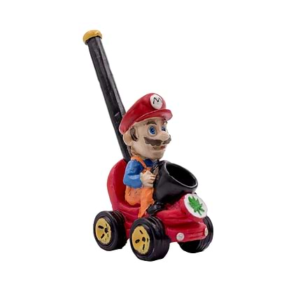 Cool hand-painted clay pipe smoking device figurine-like in mario on cart design