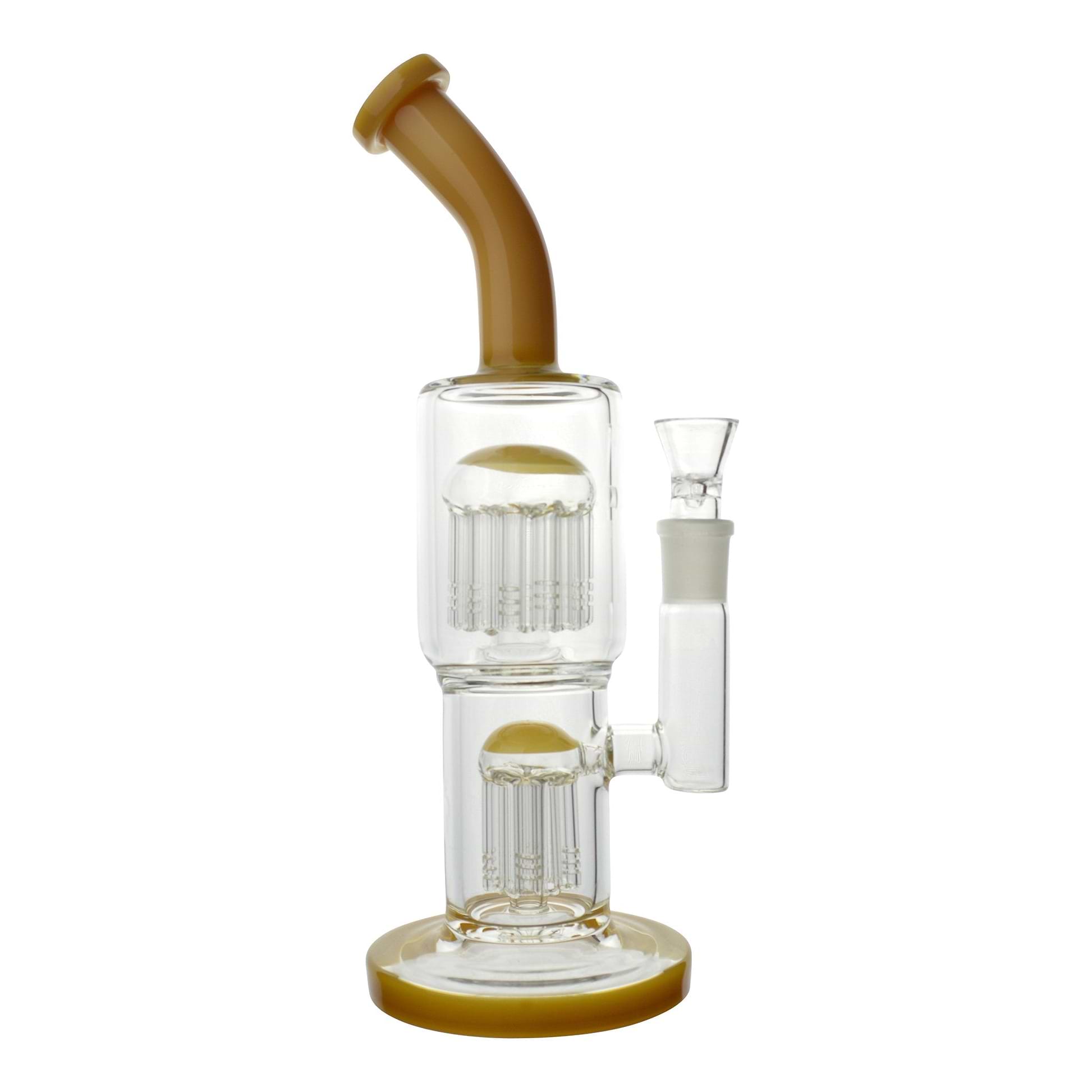 Colored Double Barrel Bong - 12in Yellow