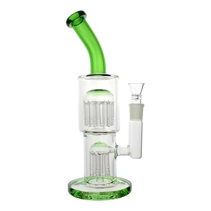 Colored Double Barrel Bong - 12in Green