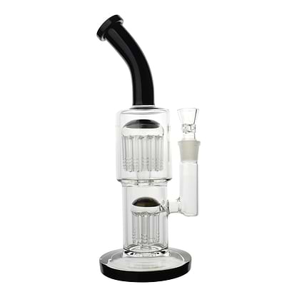 Colored Double Barrel Bong - 12in Black