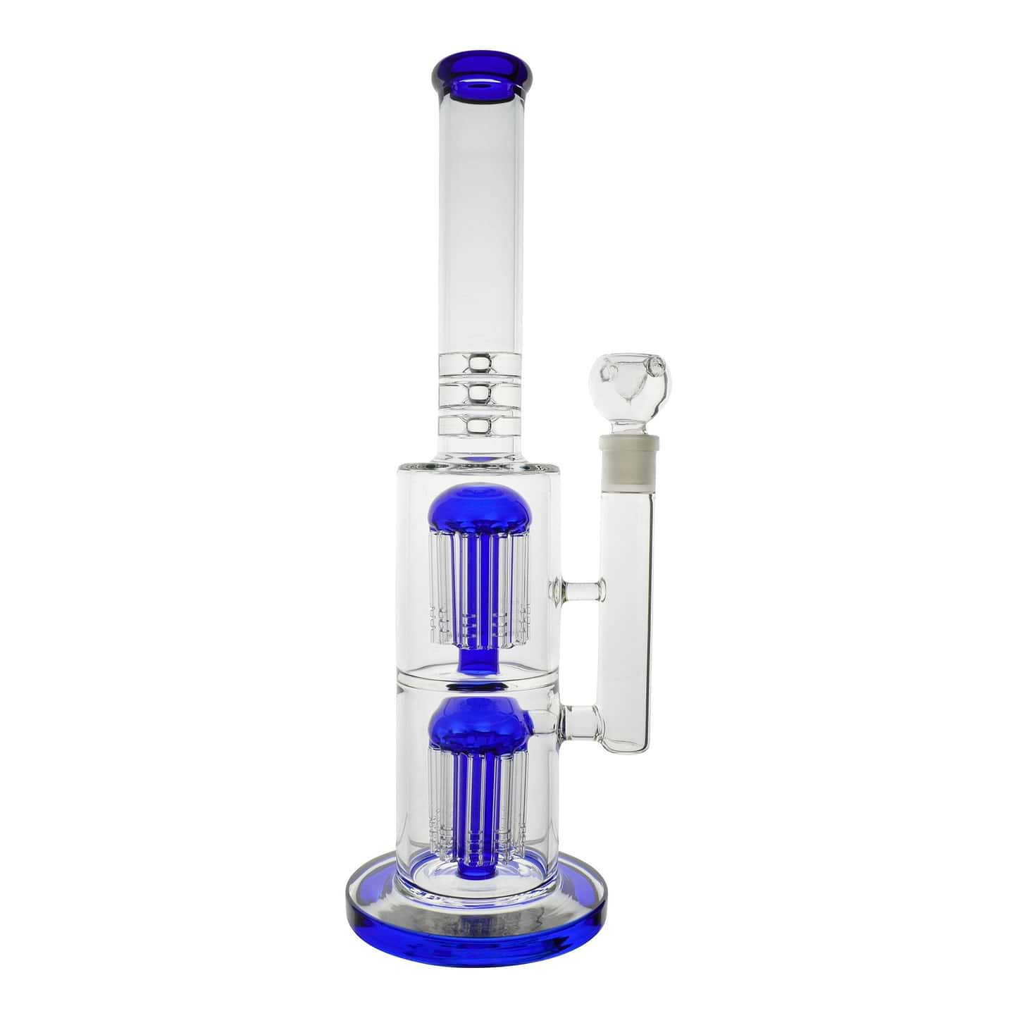 Colored Double Tree Bong - 16in Blue