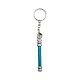 Mini keychain pipe smoking accessory in a cylinder hammer-like shape vibrant Teal stainless steel both ends with keyring