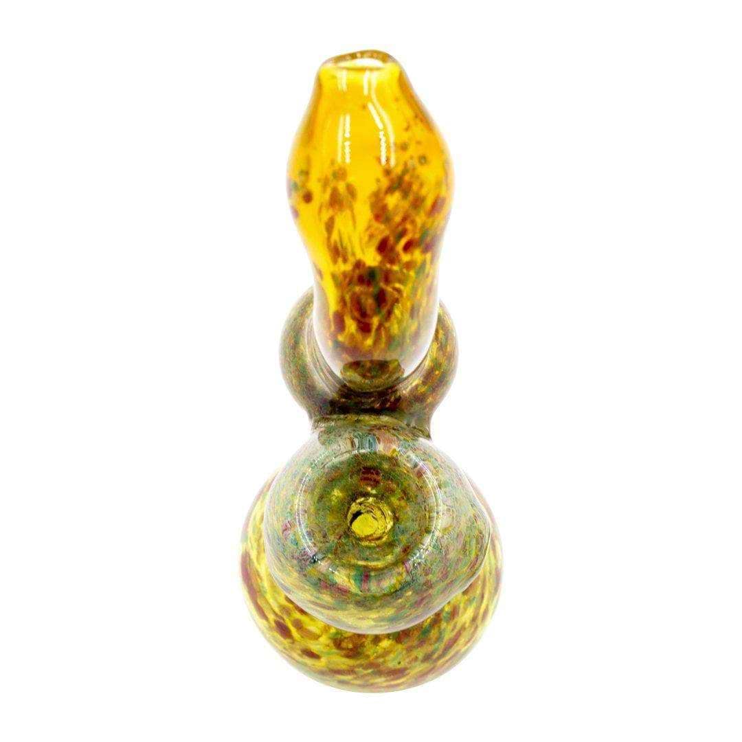 6.5-inch glass bubbler smoking device with scaly draconic colors and swirls fantasy-themed look