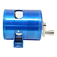 Full shot of blue 56mm dubs grinder smoking accessory mechanical sharpener look tilted down hand crank facing right