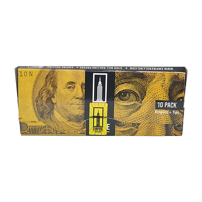 Funny rolling papers smoking accessory looks like $100 Benjamin Franklin bill banknote money designwith cardboard case