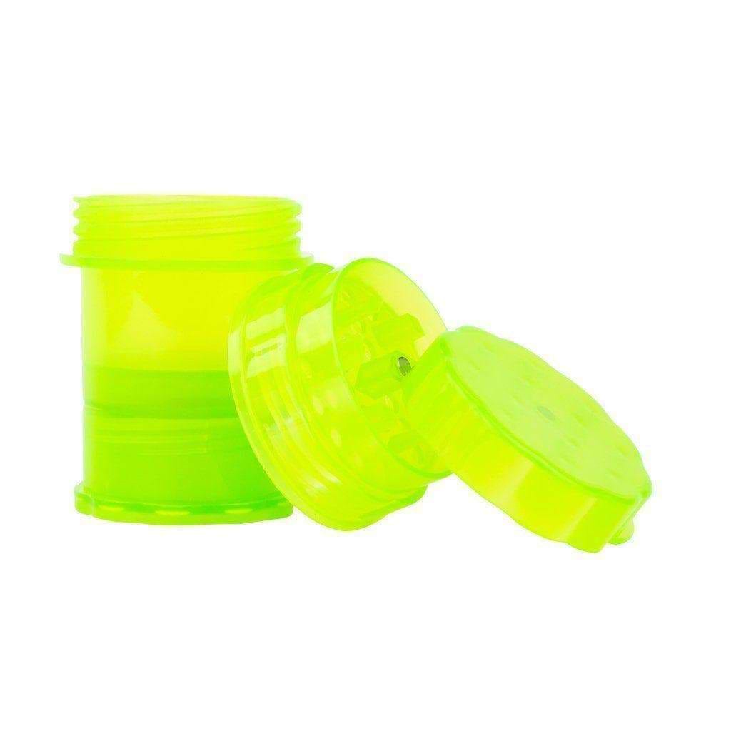 Herb grinder canister container storage smoking accessory with 4 parts made of smooth plastic looks like film canister