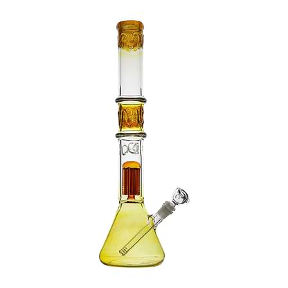 Huge 19-inch long bong beaker style smoking device tree perc diffused downstem flame designs on top, center bottom
