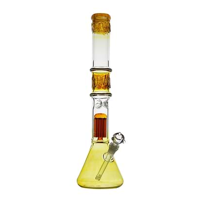 Huge 19-inch long bong beaker style smoking device tree perc diffused downstem flame designs on top, center bottom