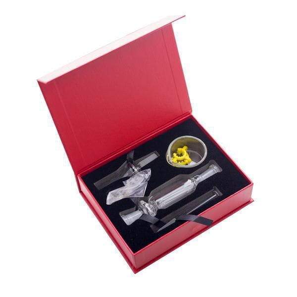 10-mm set of bubbler chamber, titanium tip, quartz tip, mouthpiece, keck clip and glass dish nice convenient box