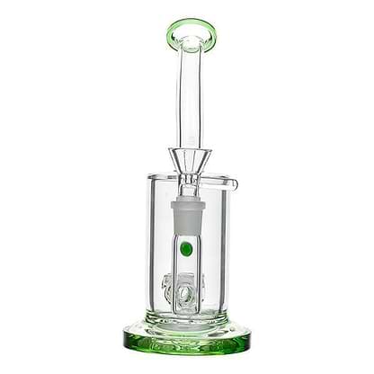 Green 8-inch glass bong smoking device with honeycomb perc angled mouthpiece