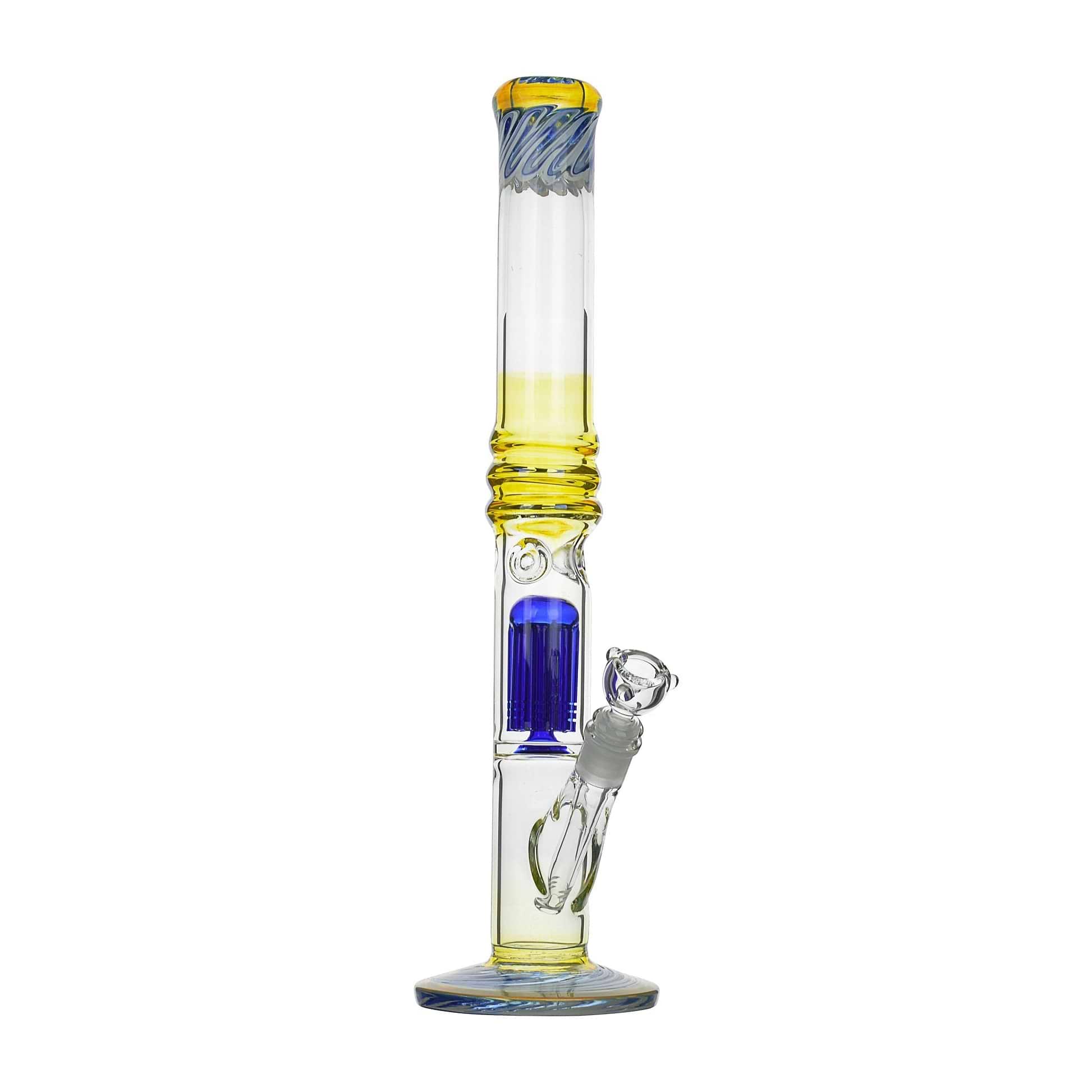 19-inch straight shooter glass bong smoking device body sturdy flat face riptide look swirl design on top with ice catcher