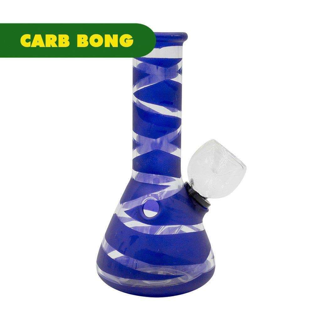 5-inch mini carb bong smoking device clear mouthpiece sleek striped design hot violet color