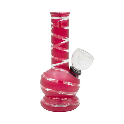 5-inch mini carb bong smoking device clear mouthpiece sleek striped design hot red color