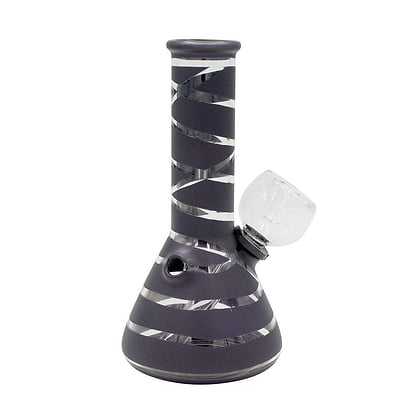 5-inch mini carb bong smoking device clear mouthpiece sleek striped design black color