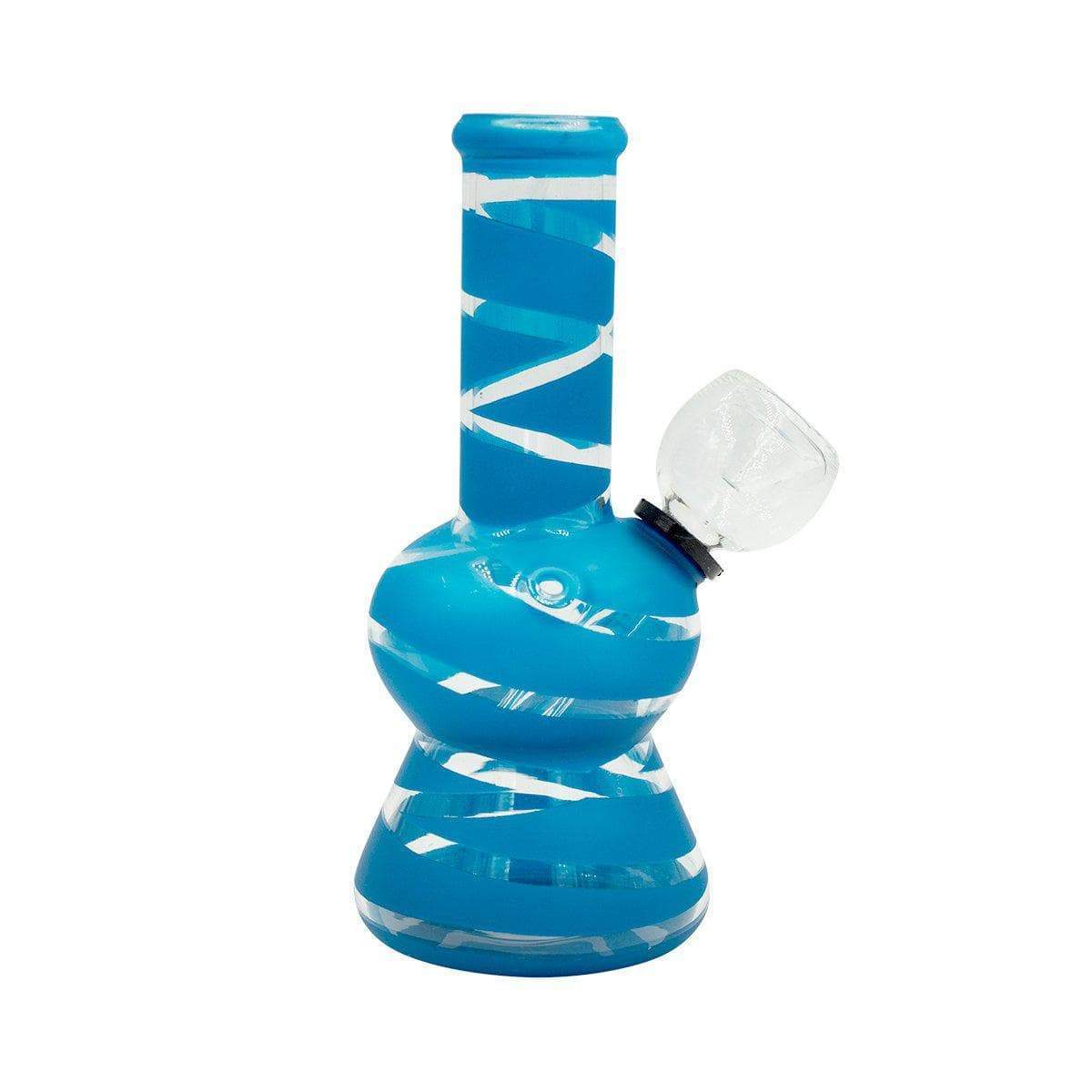 5-inch mini carb bong smoking device clear mouthpiece sleek striped design hot blue color