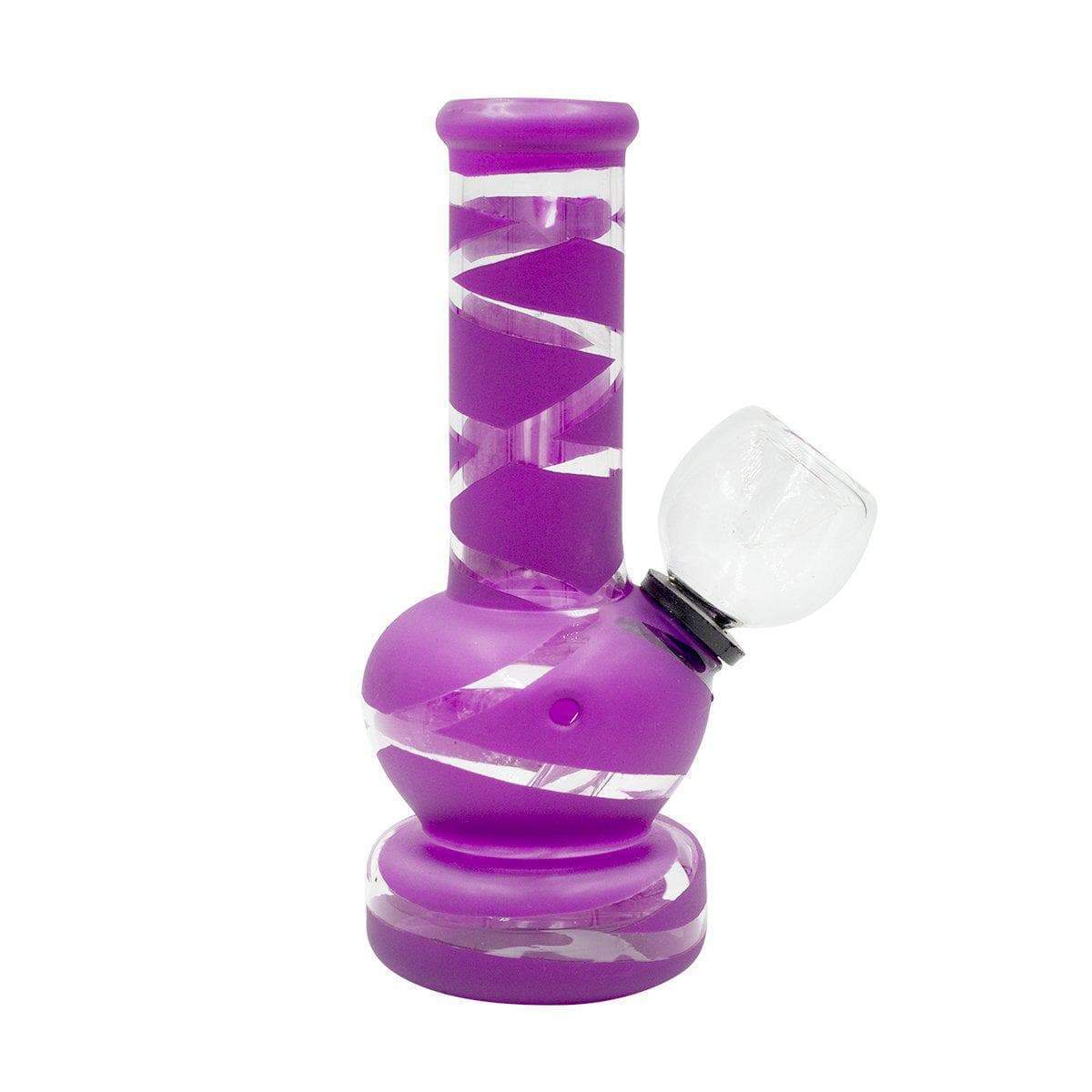 5-inch mini carb bong smoking device clear mouthpiece sleek striped design hot purple color