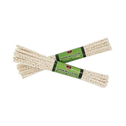 2 bundles extra absorbent hard bristle pipe cleaners smoking device cleaner made of 100% cotton filler Smokin' Clean logo