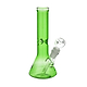 Green Handy 9-inch hazy glass beaker bong smoking device in percolated downstem wide beaker shape with ice-catcher