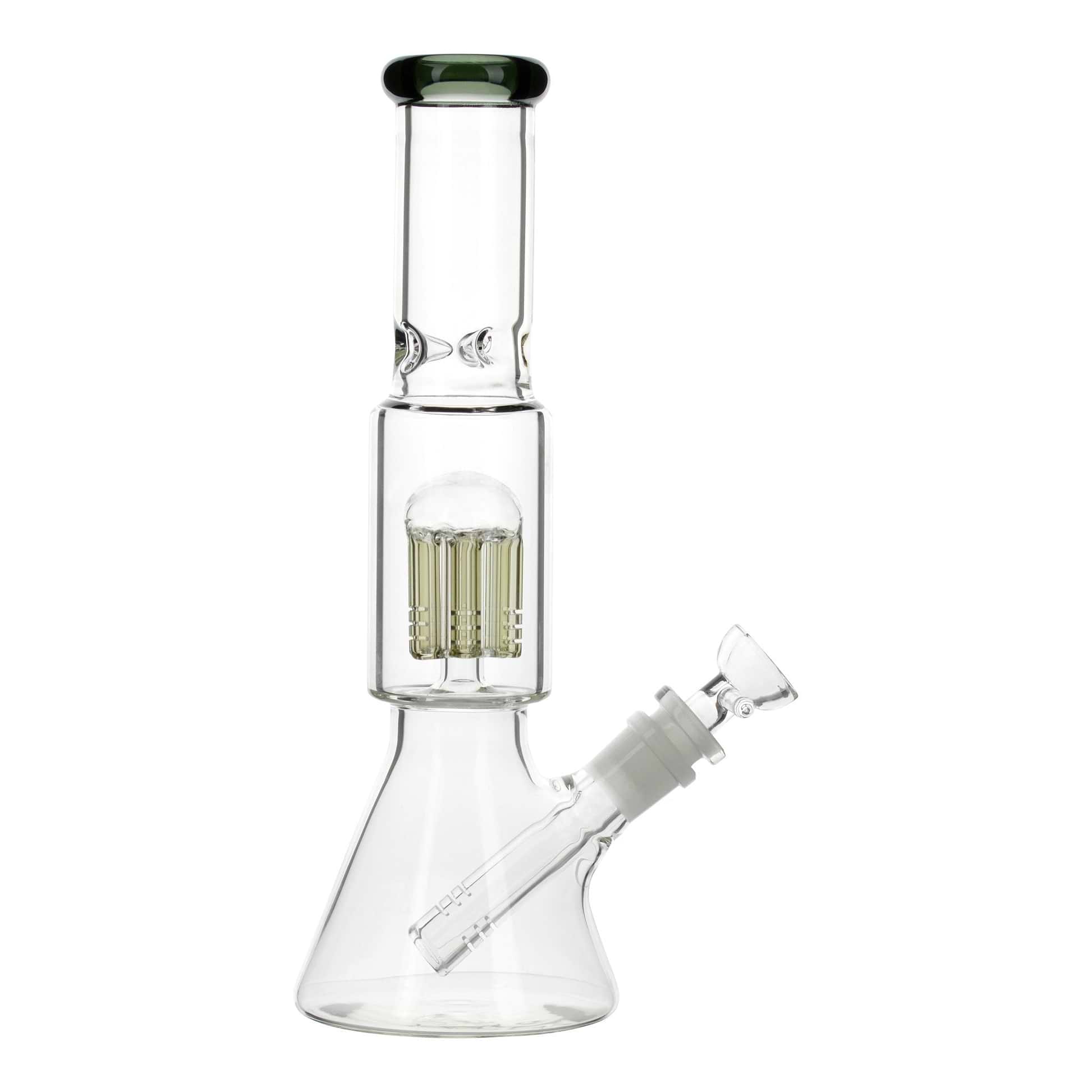 Grey 10-inch clear glass bong smoking device diffused downstem tree percolator with ice catcher beaker bottom