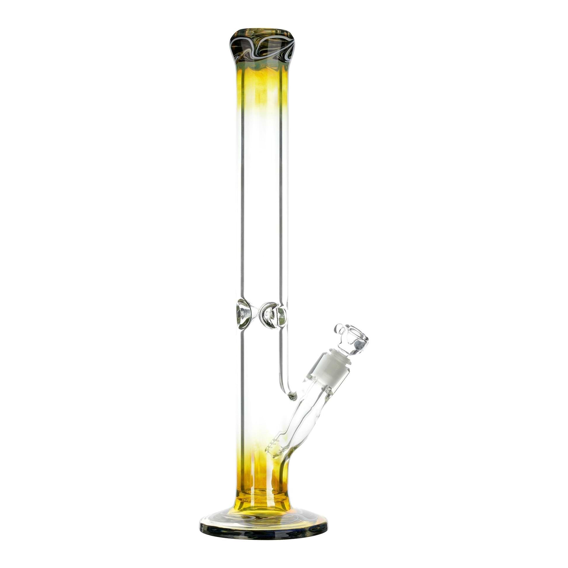 Giant 19-inch far straight long shooter bong smoking device with color stained ends flat base thick mouthpiece