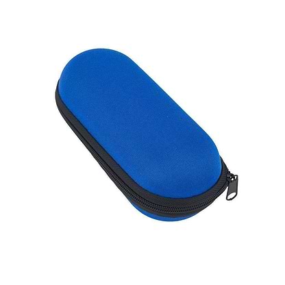 Blue functional 6-inch x 2 1/2-inch pink storage zip pouch for pipes and smoking devices with foam interior