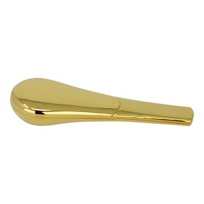 3.5 inch magnetic travel hand pipe in a discreet spoon shape in stylish metallic gold in an elegant case