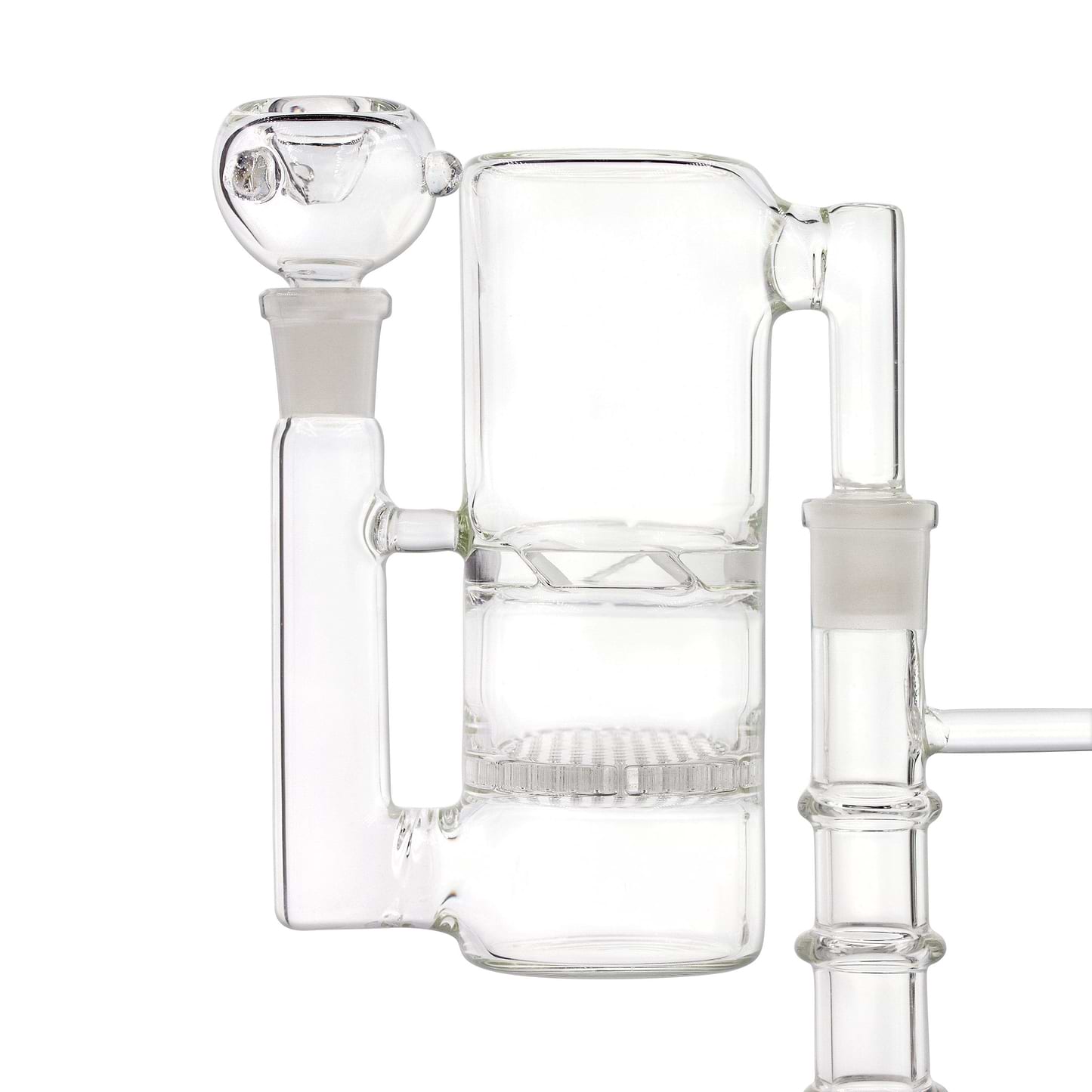 2 stage ash catcher with bowl attached to a bong