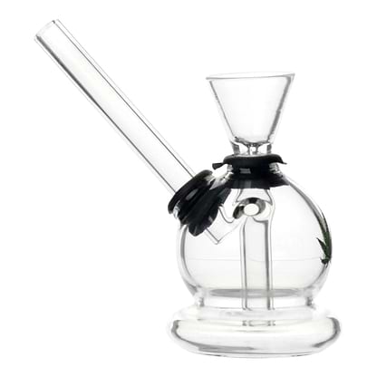 Classic mini bubbler bong smoking device beaker lab style with weed leaf picture