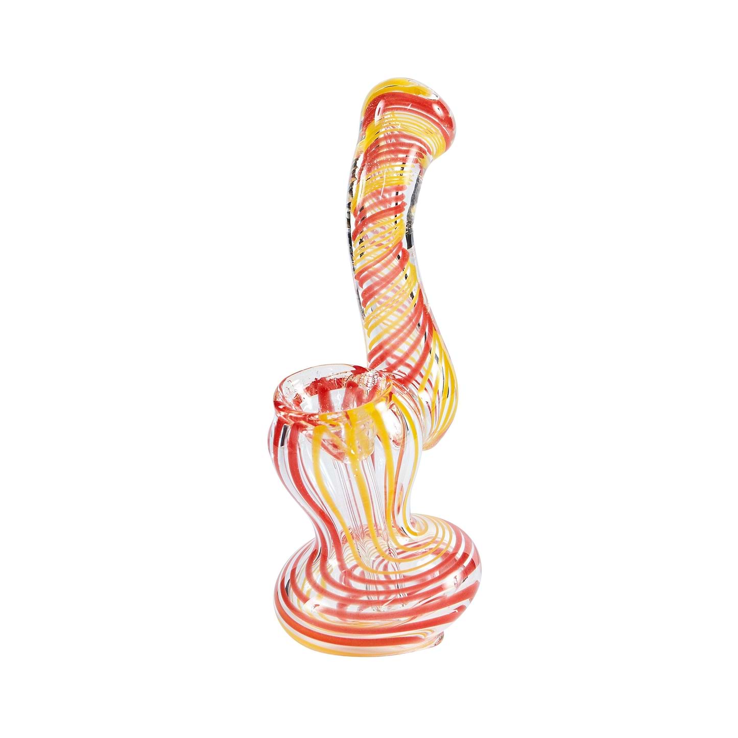 4-inch heat-safe mini glass classic bubbler bent neck Peaches and Cream swirl colors twisting design genie-in-a-bottle shape