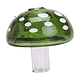 Pocket-friendly carbed non-stick carb cap made of glass with a green mushroom shape and design with spots