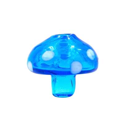 Blue Cute pocket-friendly carb cap made of glass with a mushroom shape design with bumps for traction