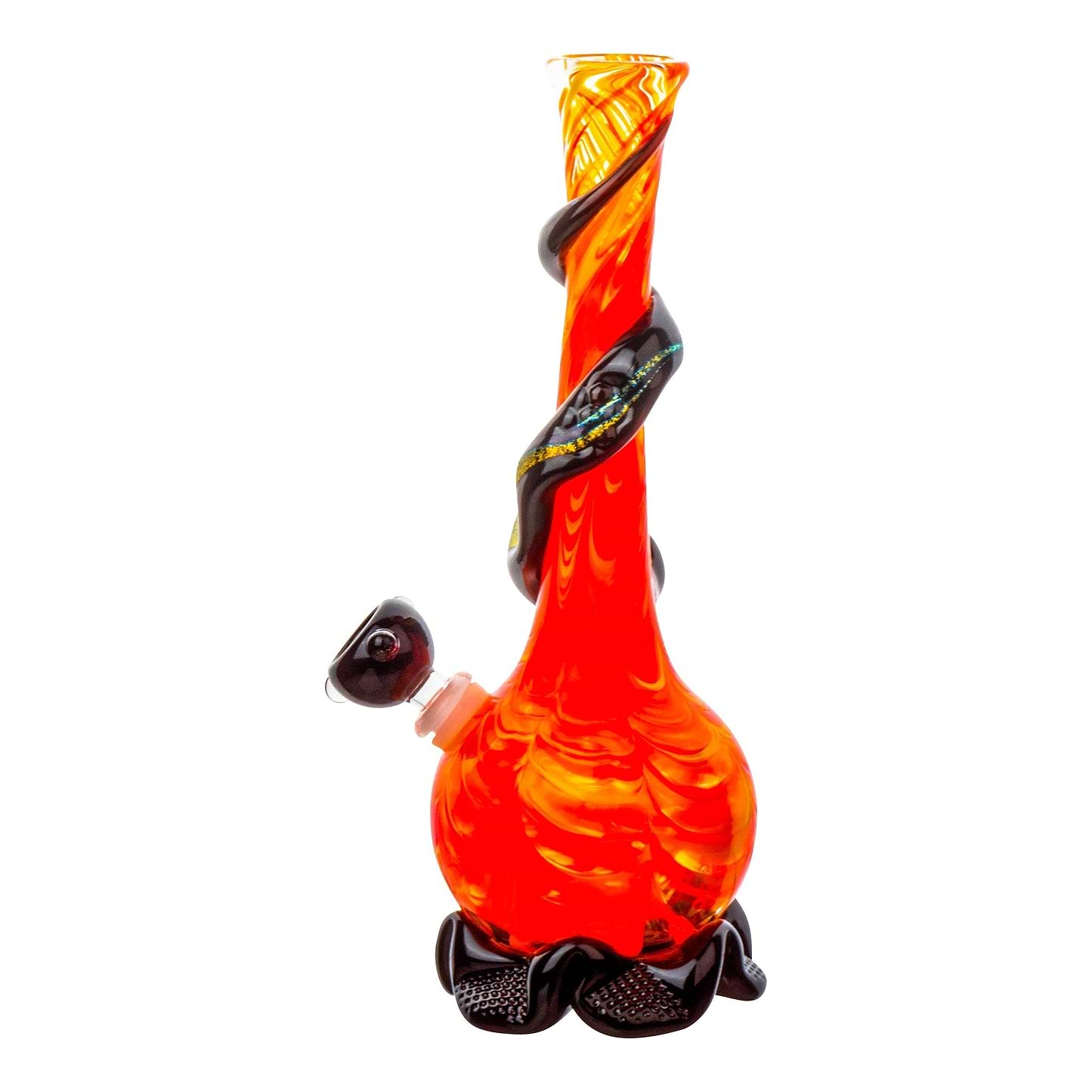 Noble Glass Chromatic Ribbon Bong Orange Flame