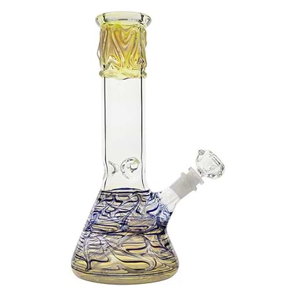 12-inch colored glass beaker bong smoking device with splashguards ice-catcher fun blue swirls designs