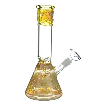 12-inch colored glass beaker bong smoking device with splashguards ice-catcher fun yellow swirls designs