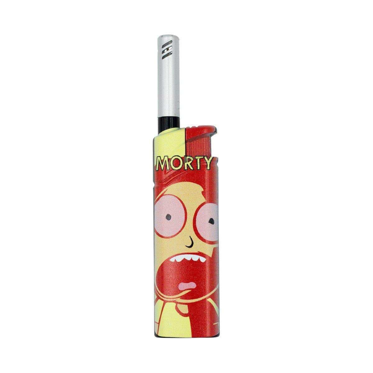 Compact classic shape torch lighter smoking device accessory with Morty character design