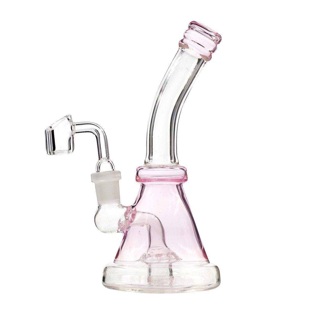 Transparent pink glass beaker bong with glass bnager