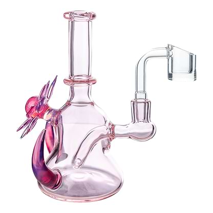 Pink Flower Chariot Bong by Della Luna Glass