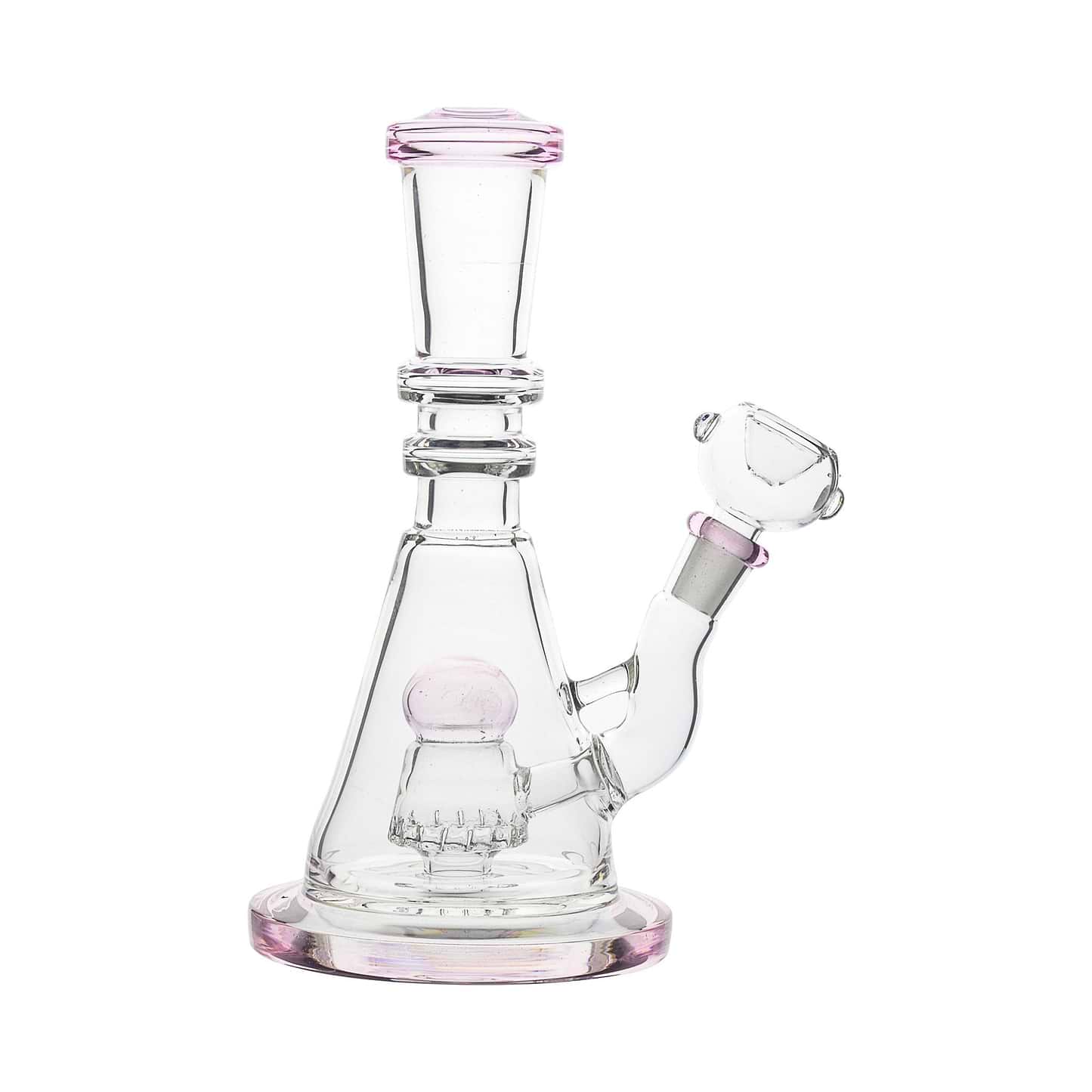 11-inch pink-tinged glass bong percolated beaker smoking device splashguards pink orb crystal jellyfish look