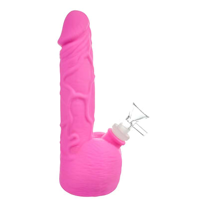 Pink Silicone Phallus Bong - 8.5in